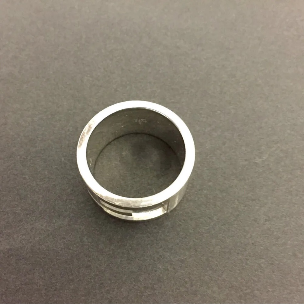 GUCCI G Logo SZ 4.5 US Sterling Silver Band 925 Wide Ring - Picture 9 of 16